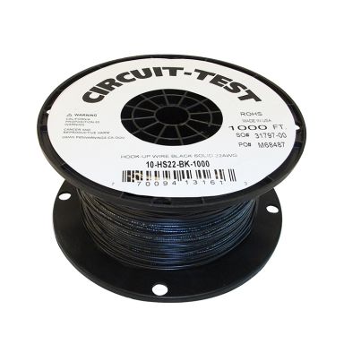 10-HS22-BK-1000 - 22AWG Solid Wire - Black, 1000ft Roll