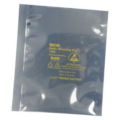 Static Shield Bag, 1300 Series Metal-In, 10X24, 100 EA