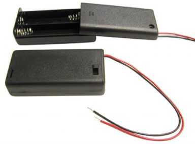 150-320ESW - AA Battery Holder - 2 Cells, Enclosed Switch with Wire Leads