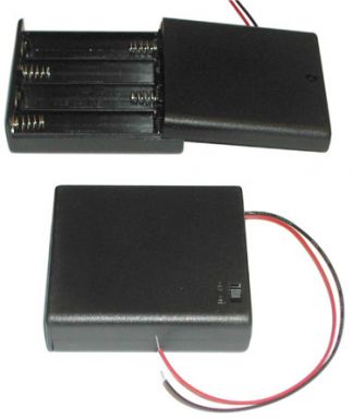 150-340ESW - AA Battery Holder - 4 Cells, Enclosed Switch with Wire Leads