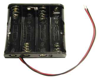 150-340W - AA Battery Holder - 4 Cells, Wire Leads