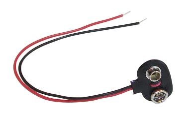 150-902-10 - 9V Battery Clip "T" - 24 AWG Wire Leads, Pkg/10