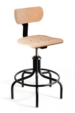 Maple Plywood Mid Height Swivel II Chair; Black Tubular Steel Base w/Welded Footring- 5 leg