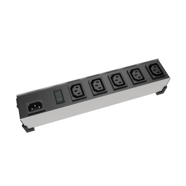 1581H6 - Hammond 6 Outlet Power Strip - C14 Input, C13 Receptacles - Aluminum - Black