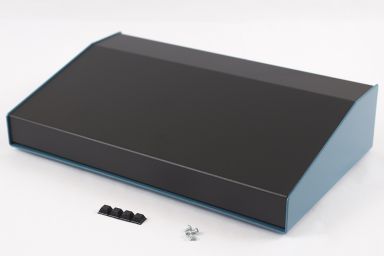Sloped Metal Console, 15 degree, Black Top, Blue Case
