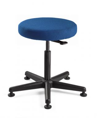 3000-F-BLU - Versa Desk Height Royal Blue Fabric Backless Stool; Black Nylon Base