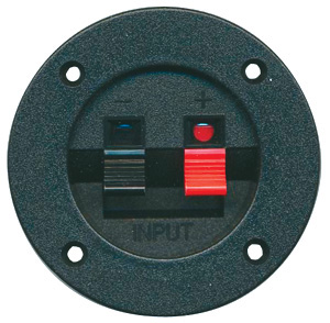 317-502 - Speaker Terminals - 2 Speaker Clips mounted on recessed plastic plate, 3" dia.