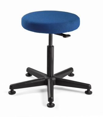 3500-F-BLU - Versa Tall Height Royal Blue Fabric Backless Stool; Black Nylon Base