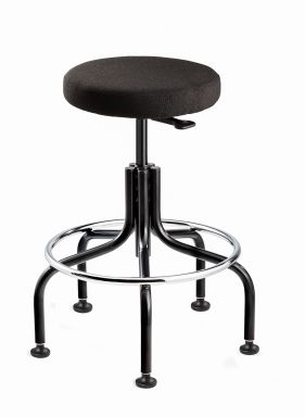 3600-F-BLK - Versa Tall Height Black Fabric Backless Stool; Black Tubular Steel Base w/Welded Footri