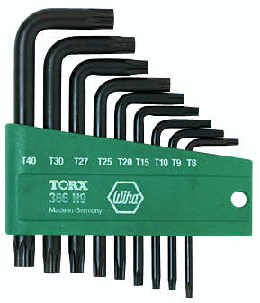 Torx L-Key 9 Pc Set & Holder T8-T40