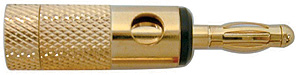 370-321-10 - Banana Plugs, Heavy duty 8AWG - Gold/Black band, Pkg/10