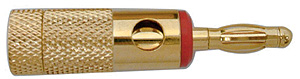 370-322-10 - Banana Plugs, Heavy duty 8AWG - Gold/Red band, Pkg/10