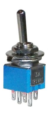 452-120-10 - Submini Toggle Switch - DPDT 3A, ON-ON, Pkg/10
