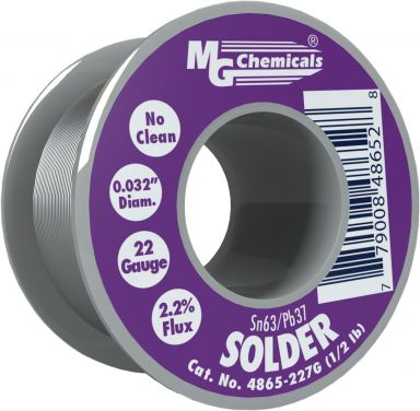 Solder Wire Sn63/Pb37, No Clean, 0.032" Dia. 1/2 LB