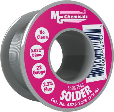 SN60/40 RA Flux 0.032", 22 Gauge, 1/2Lb, Leaded Solder Wire