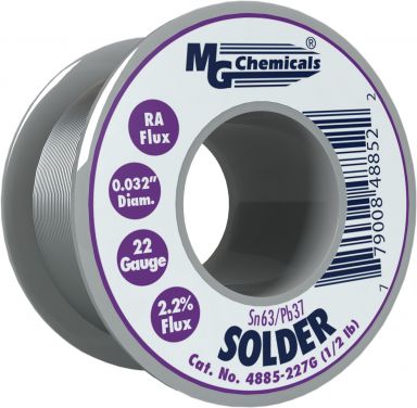 SN63/37 RA Flux 0.032", 22 Gauge, 1/2 Lb, Leaded Solder Wire