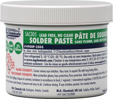 SAC305 Solder Paste,  No-Clean, 250 g (8.8 oz), jar