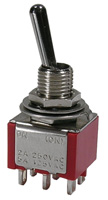 UL/CSA Approved Economy Sub-Miniature Toggle Switch DPDT On-Off-On 5A @ 125VAC or 28VDC
