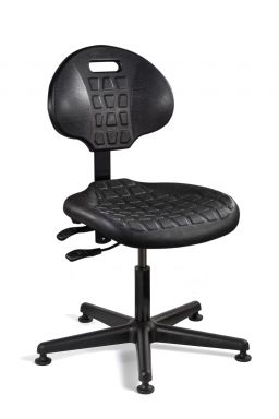 Everlast Desk Height Black Polyurethane Chair; Articulating Seat & Back Tilt; Black Nylon