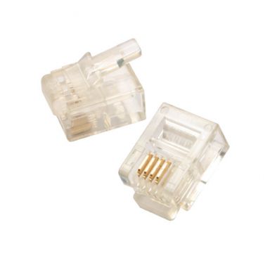 Modular Plug, 6P4C - Round Cable - Solid Wire - 50uin, 1000 pcs per bag