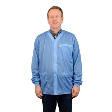 Smock, Jacket, Blue, Knitted Cuffs, 3 Pkts, No Collar, XS