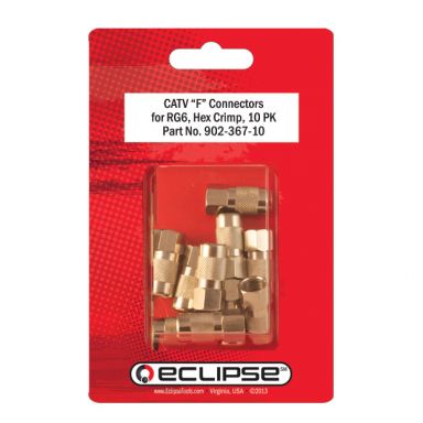 Hex Crimp CATV F Connectors, RG6, 10 pk