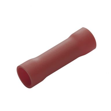 Butt Splice Connector, 22-16AWG, Red, Insulated PVC, Copper Tubular, 10PK