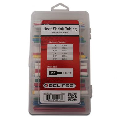 Heat Shrink Tubing, Asst Colors, Precut, 160 pcs, 4" long
