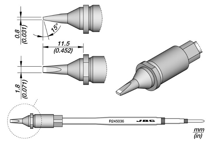 accessotronik.com: Cartridge Chisel 1.8 x 0.8 S1