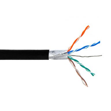 Cat5E 350 mhz Solid Shielded Stp FT4/CMR Bulk Cable - 1000 ft 4 Pair - Black