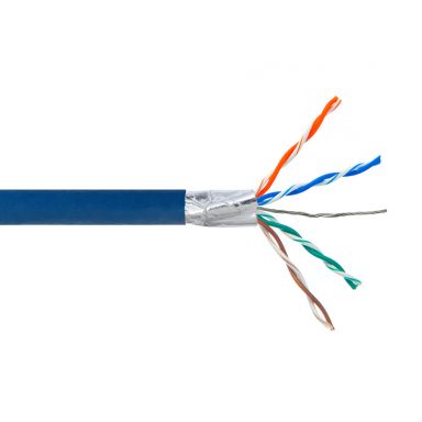 Cat5E 350 mhz Solid Shielded Stp FT4/CMR Bulk Cable - 1000 ft 4 Pair - Blue