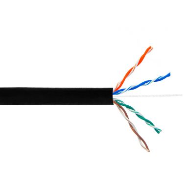 Cat5E 350 mhz UTP Solid UV / Direct Burial Bulk Cable - 1000 ft 4 Pair - Black