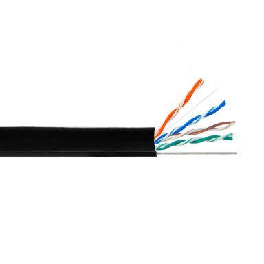Cat5E 350 mhz UTP Solid UV / Aerial with Messenger Bulk Cable - 1000 ft 4 Pair - Black