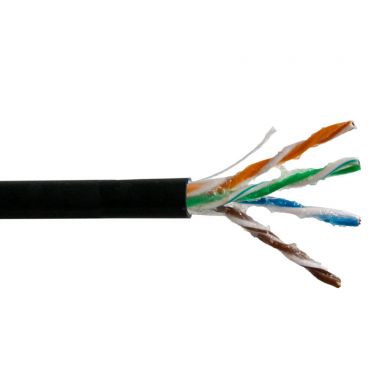 Cat5E 350 mhz UTP Solid UV / Direct Burial Gel Filled Bulk Cable - 1000 ft 4 Pair - Black