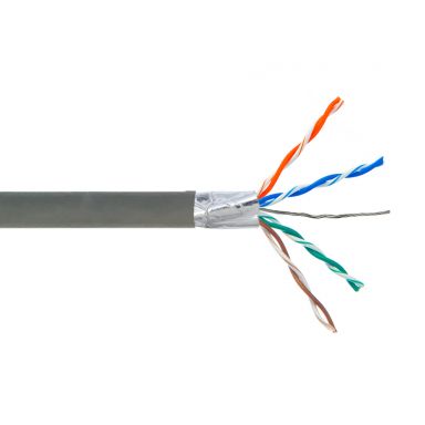 Cat5E 350 mhz Solid Shielded STP FT4/CMR Bulk Cable - 1000 ft 4 Pair - Grey