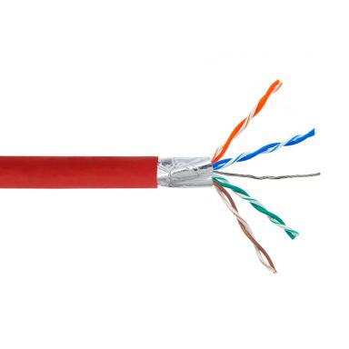 Cat5E 350 mhz Solid Shielded STP FT4/CMR Bulk Cable - 1000 ft 4 Pair - Red