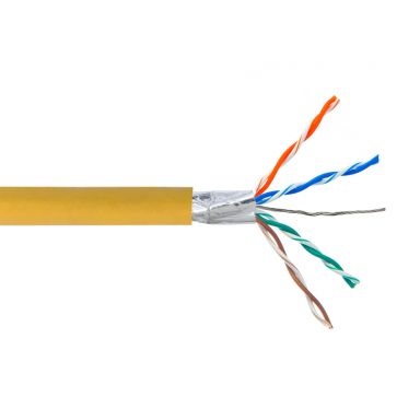 Cat5E 350 mhz Solid Shielded STP FT4/CMR Bulk Cable - 1000 ft 4 Pair - Yellow
