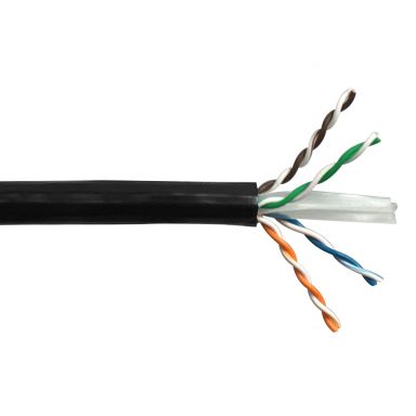 Cat6A 10 gbps UTP Solid UV / Direct Burial Bulk Cable - 1000 ft - Black