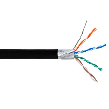 Cat6 550 mhz Solid Shielded STP FT4/CMR Bulk Cable - 1000 ft - Black