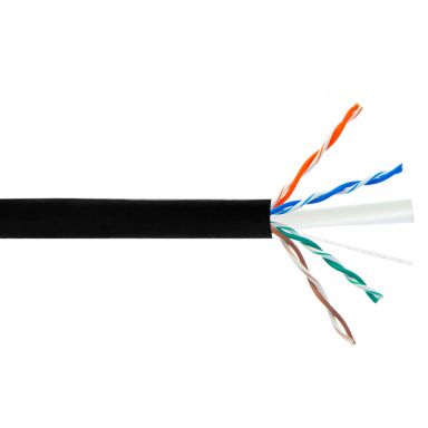 Cat6 550 mhz UTP Solid UV / Direct Burial Bulk Cable - 1000 ft - Black