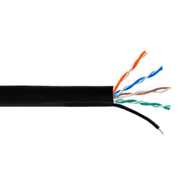 Cat6 550 mhz UTP Solid UV / Aerial With Messenger Bulk Cable - 1000 ft - Black