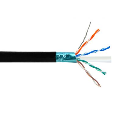 Cat6 550 mhz Shielded FTP Solid UV / Direct Burial Bulk Cable - 1000 ft - Black