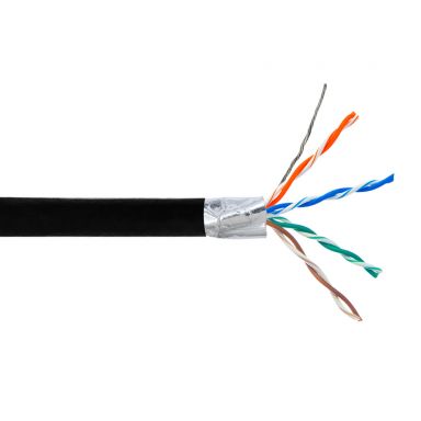 Cat6 550 mhz Stranded Shielded STP FT4/CMR Bulk Cable - 1000 ft - Black
