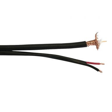 RG59 20 awg BC 95% CCA Braid + 2C 18 awg CCA, Direct Burial Pe - 1000 ft - Black