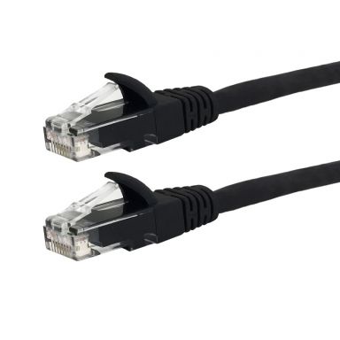 RJ45 Cat5E 350 mhz Molded Patch Cable - Premium Fluke Patch Cable Certified-CMR - 1 ft - Black