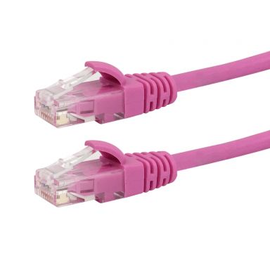 RJ45 Cat5E 350 mhz Molded Patch Cable - Premium Fluke Patch Cable Certified-CMR - 1 ft - Pink