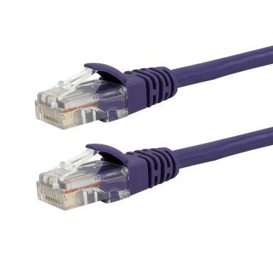 RJ45 Cat5E 350 mhz Molded Patch Cable - Premium Fluke Patch Cable Certified-CMR - 1 ft - Purple