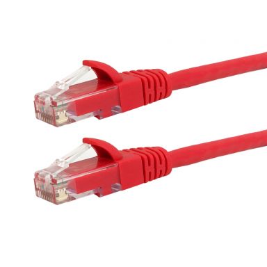 RJ45 Cat5E 350 mhz Molded Patch Cable - Premium Fluke Patch Cable Certified-CMR - 1 ft - Red