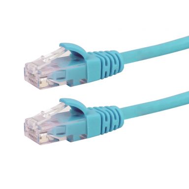 RJ45 Cat6A UTP 10 gb Moldedpatch Cable - Premium Flukepatch Cable Certified CMR - 1 ft - Aqua