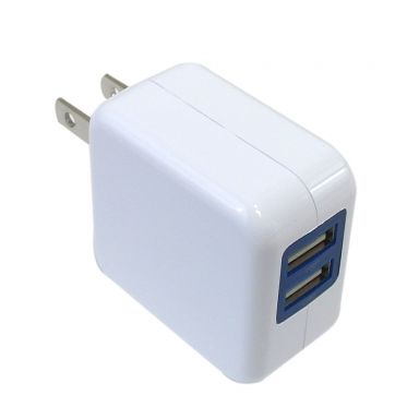 USB A Female to AC (110V) 2-Port SMArt Wall Charger (5V/2.4A) - White